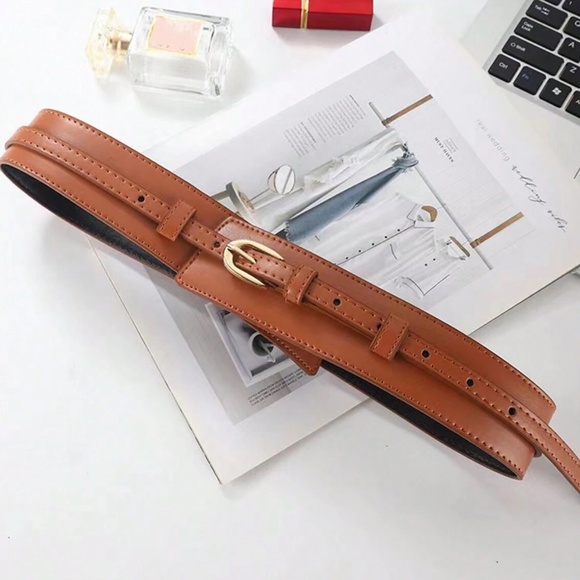 Luxe Vegan Leather Skinny Wide Belt Set - Picture 8 of 9